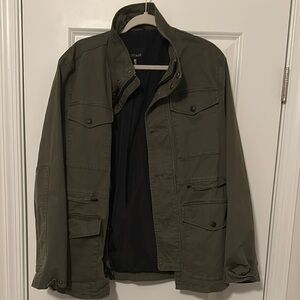 Express Green Military Field Coat with Structured Fit